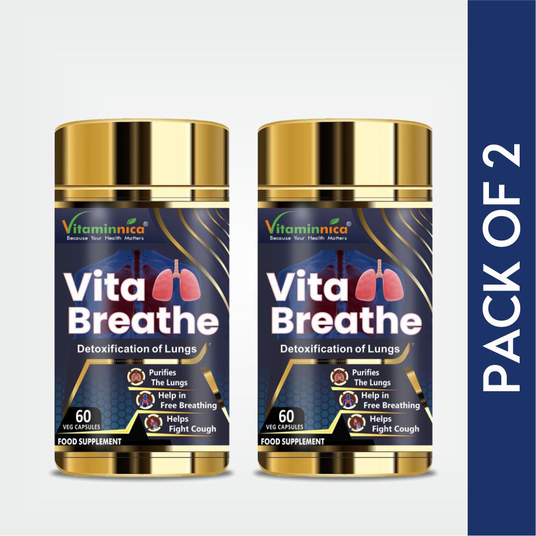 Vitaminnica Vita Breathe: Detoxify Lungs Health -60 Capsules| Pack of 2
