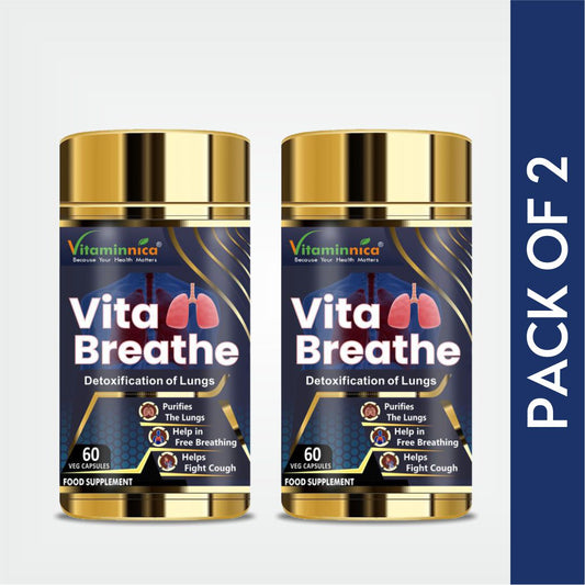 Vitaminnica Vita Breathe: Detoxify Lungs Health -60 Capsules| Pack of 2