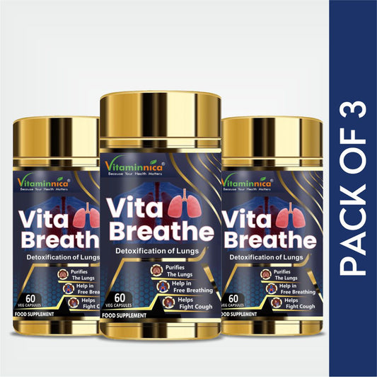 Vitaminnica Vita Breathe: Detoxify Lungs Health -60 Capsules| Pack of 3