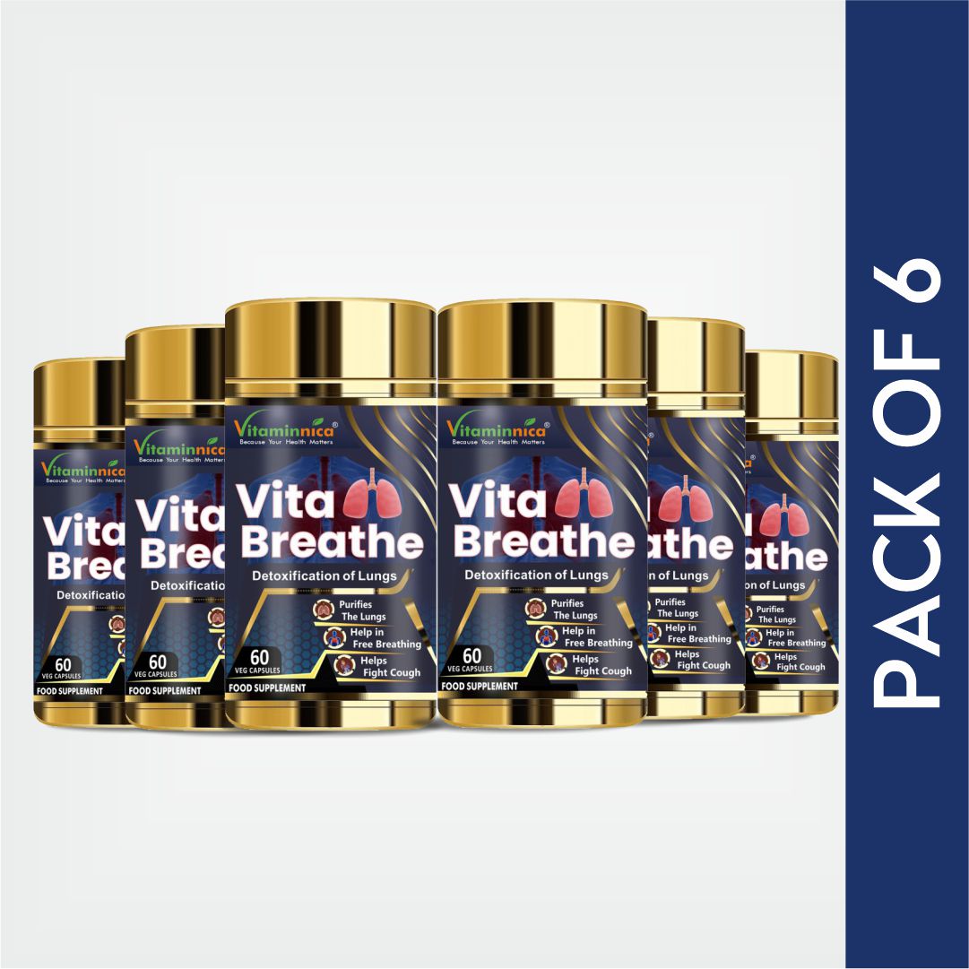 Vitaminnica Vita Breathe: Detoxify Lungs Health -60 Capsules| Pack of 6